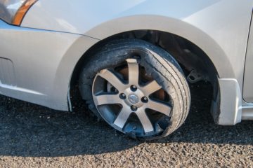 A defective tire blows out on the road in Roanoke, Virginia. 