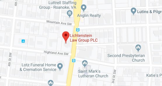 Lichtenstein Law Group PLC Roanoke, Virginia Office Map